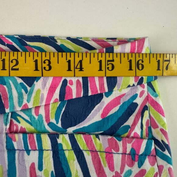 LILLY PULITZER Pants 8 Kelly Textured Ankle Length Skinny Indigo Palm Reader - Picture 11 of 13